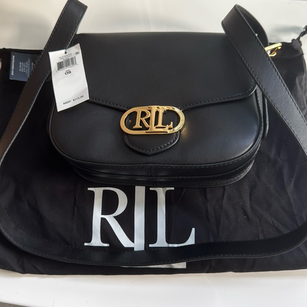 New Ralph Lauren Black Crossbody Shoulder Bag Tote Purse. $275.